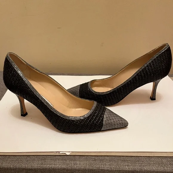 manolo blahnik kitten heel shoes size 8 - Picture 2 of 8